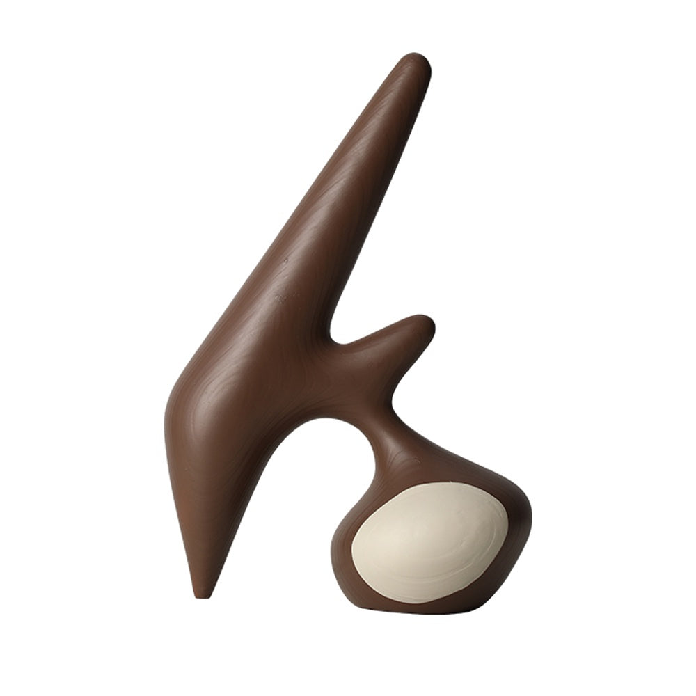 Beige & Brown Wooden Abstract Sculpture with Base FC-SZ25016B