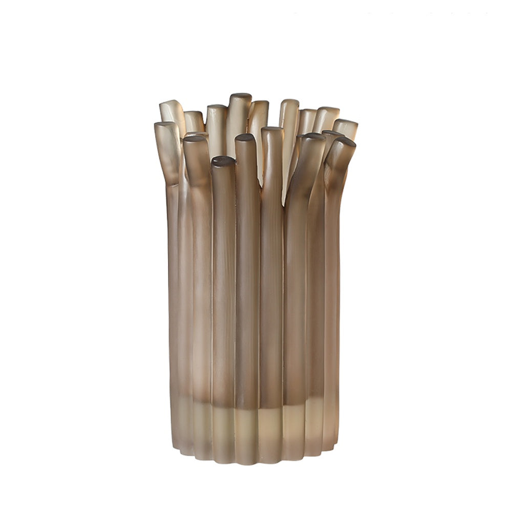Taupe Resin Vase with Tube Detail - Large FC-SZ25017A
