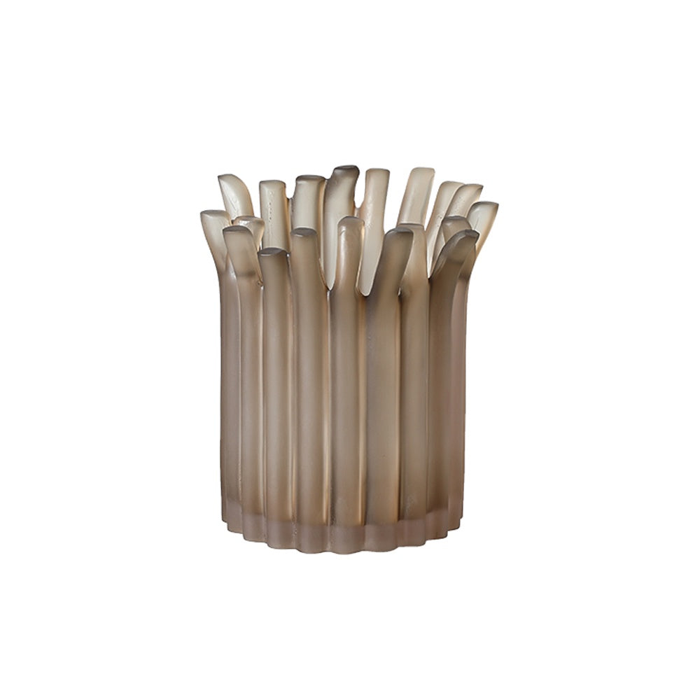 Taupe Resin Vase with Tube Detail - Small FC-SZ25017B