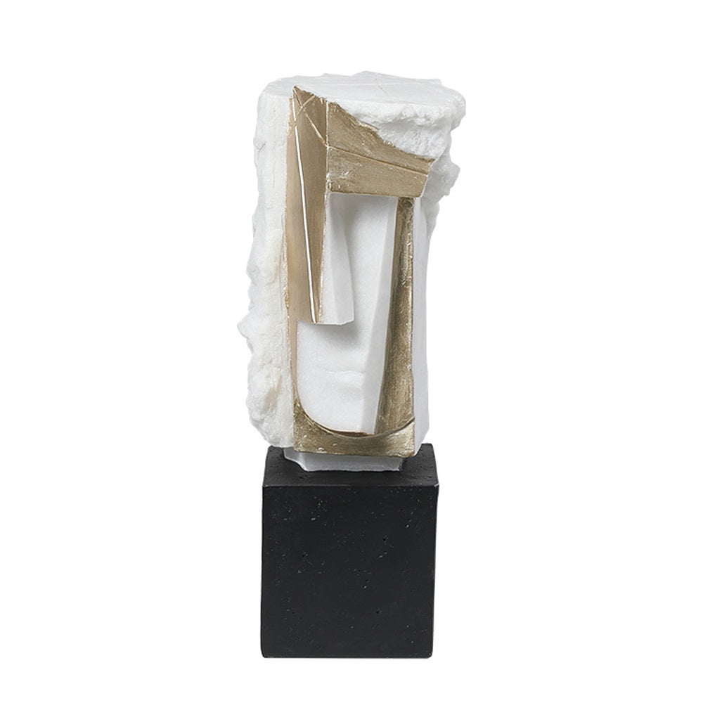 White & Gold Resin Abstract Figurative Sculpture with Base FC-SZ25019A