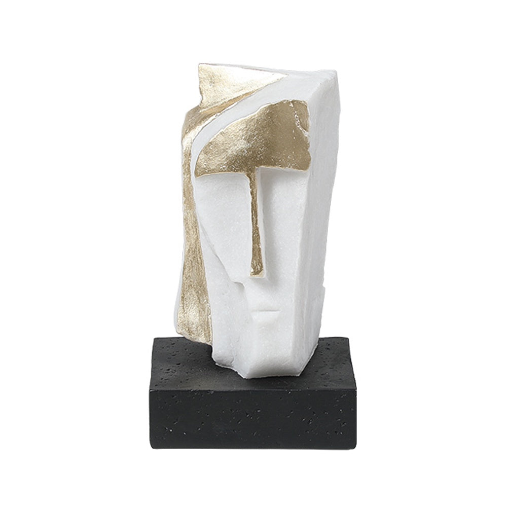 White & Gold Resin Abstract Figurative Sculpture with Base FC-SZ25019B