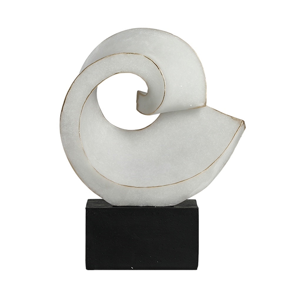 White Resin Abstract Sculpture with Base FC-SZ25020
