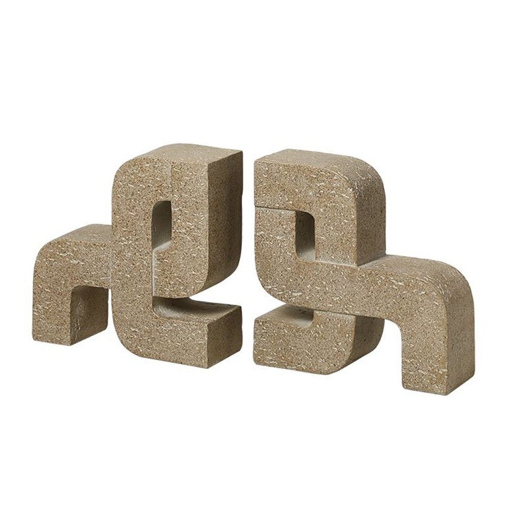 Beige Resin Geometric Bookends (Set of 2) FC-SZ25034