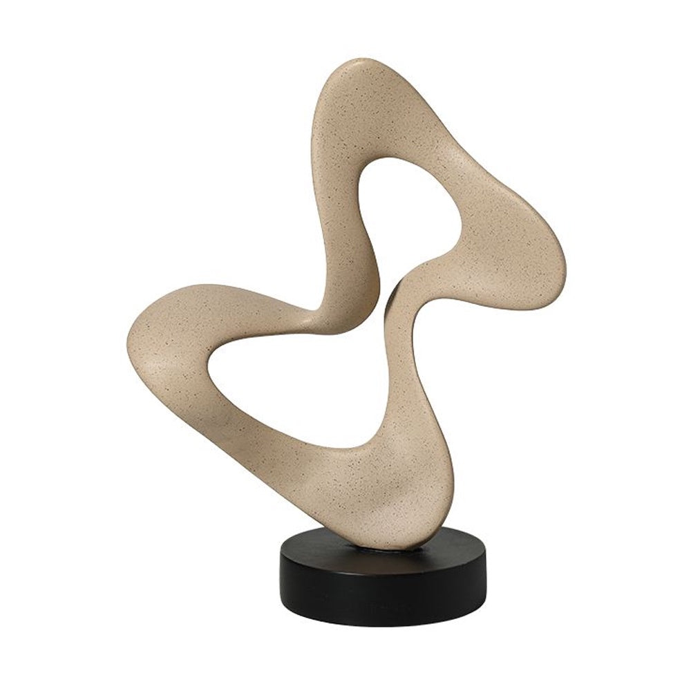 Beige Resin Abstract Sculpture with Black Base FC-SZ25041