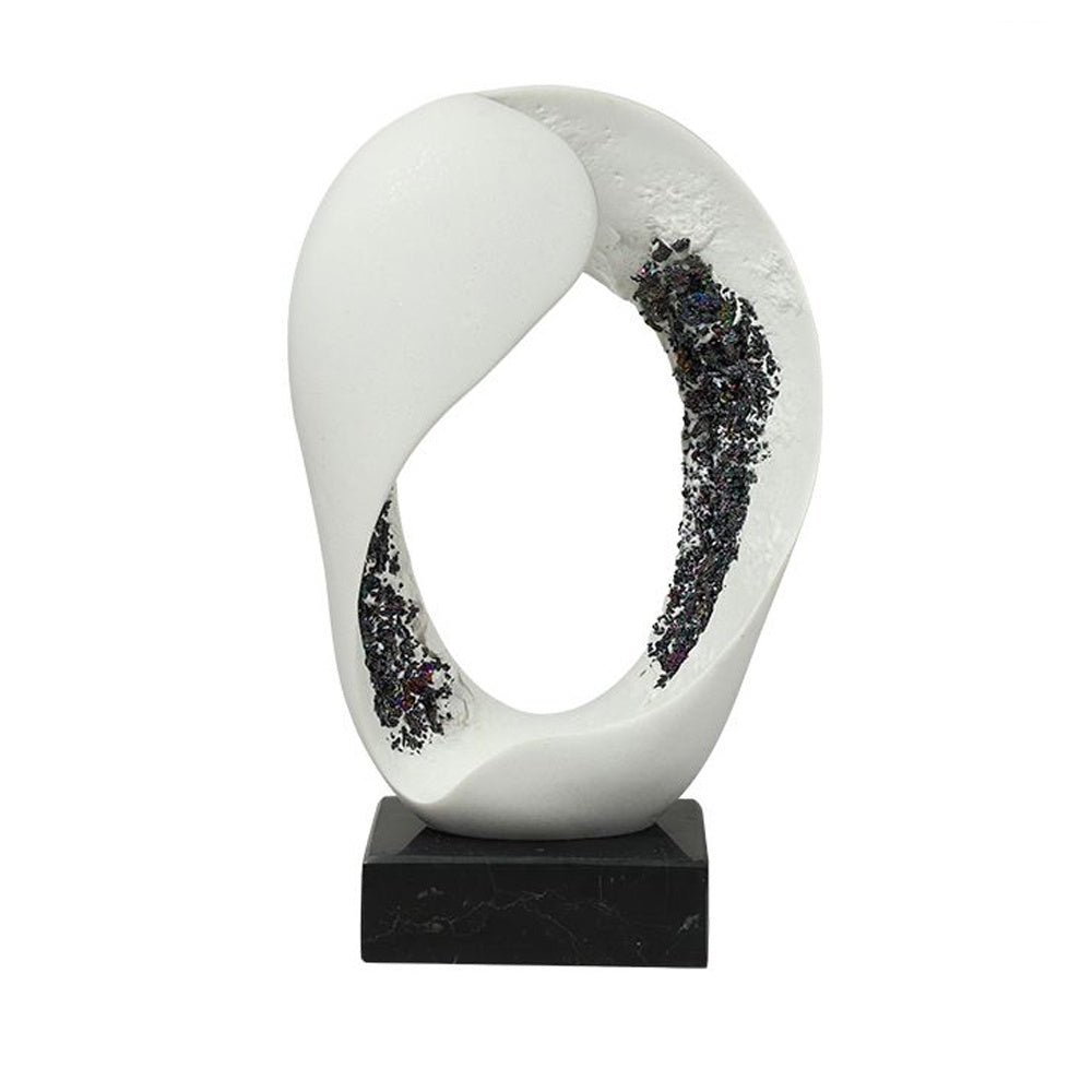 Black & White Resin & Crystal Abstract Décor with Marble Base FC-SZ25050B