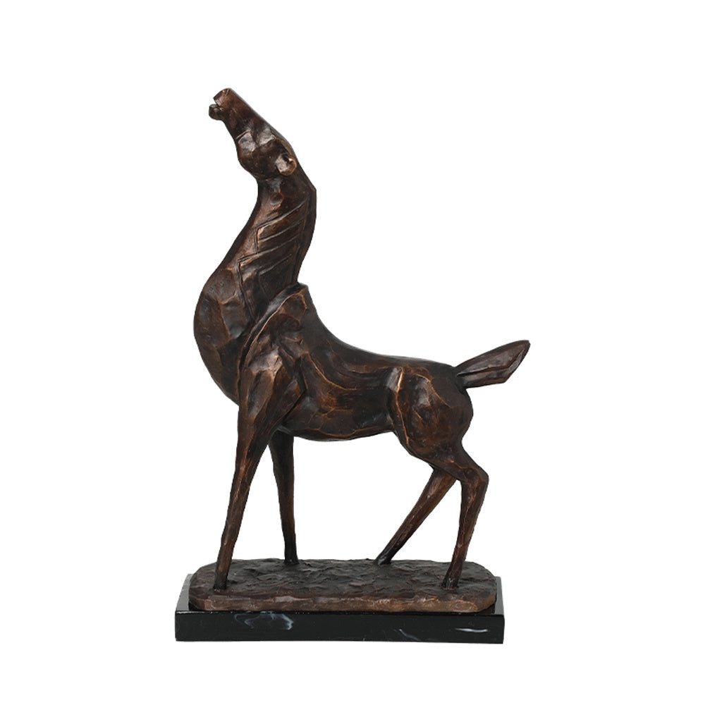 Brown Resin Horse Sculpture with Marble Base FC-SZ26011