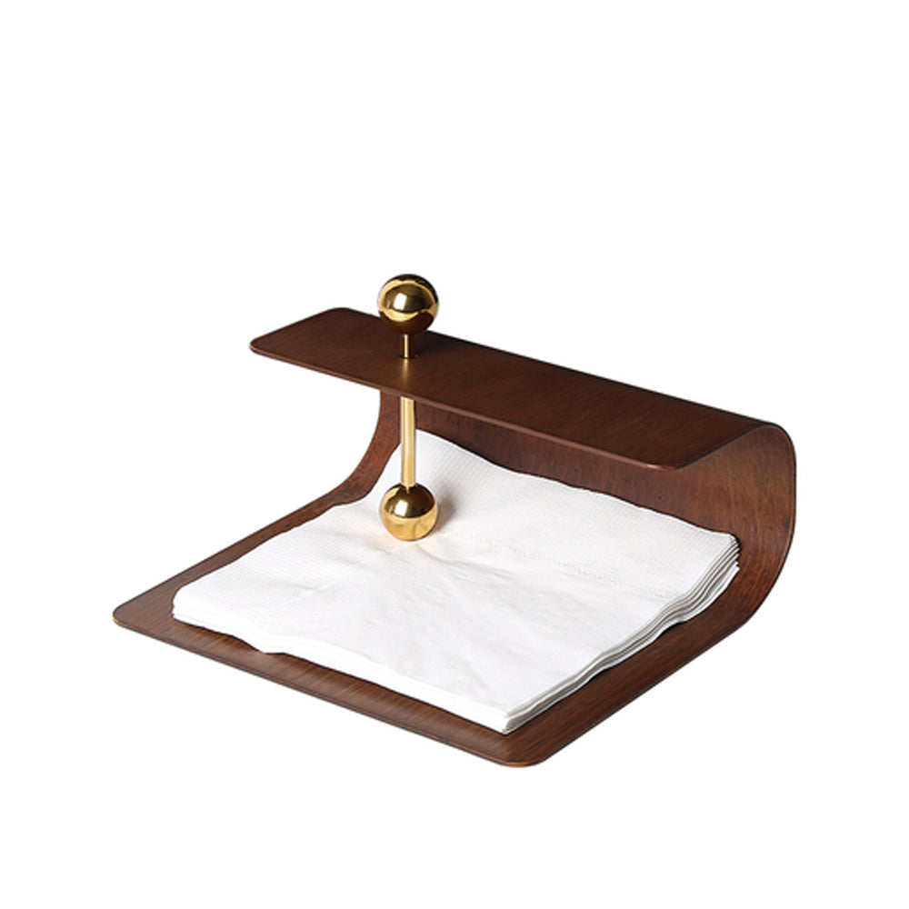 Metal Paper Napkin Holder with Wood Grain Detail FC-W23002