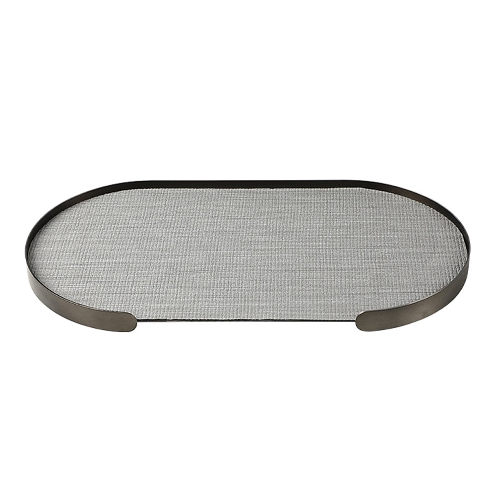 Grey Stainless Steel & Leather Tray - Large FC-W25001A