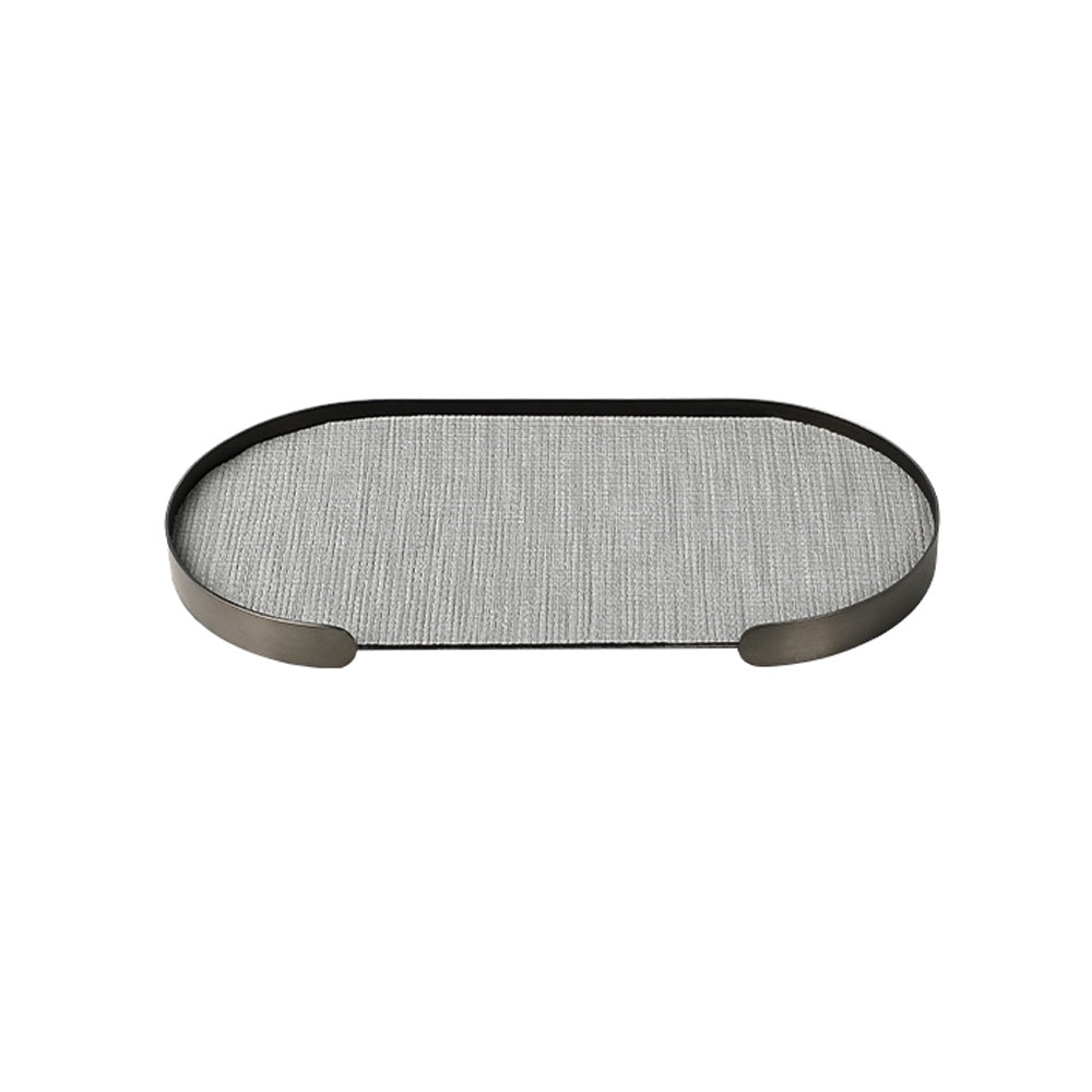 Grey Stainless Steel & Leather Tray - Medium FC-W25001B