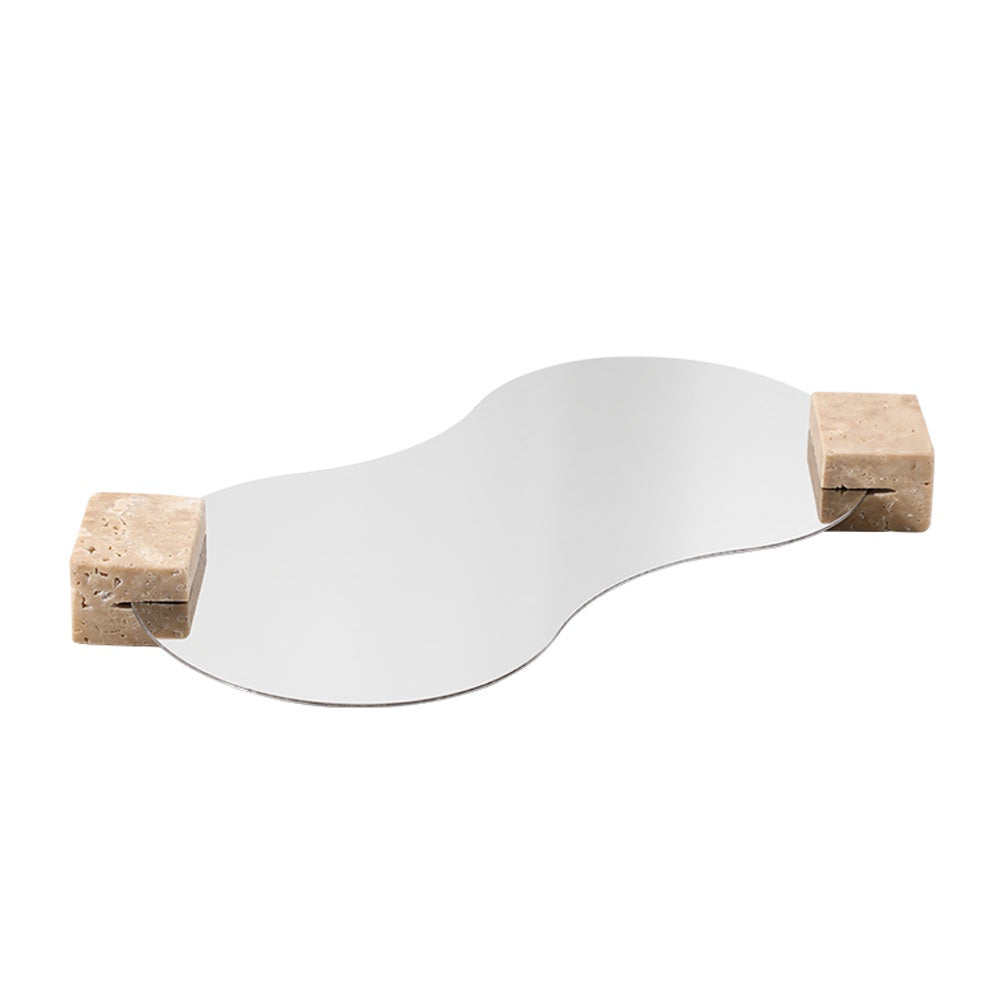 Stainless Steel & Travertine Decorative Tray - Wave FC-W25003A