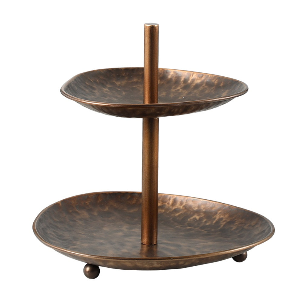 Bronze Hammered Metal Two-Tiered Tray FC-W26025