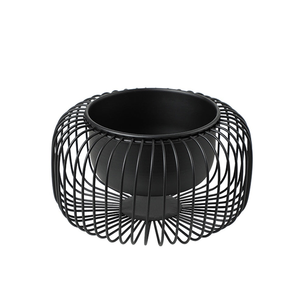 Black Metal Decorative Bowl with Linear Detail - Small FC-W26027B