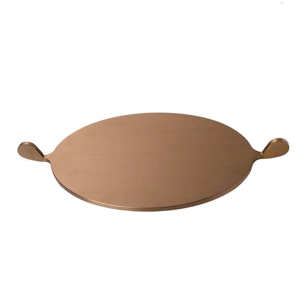 Bronze Metal Round Tray with Handle Detail - Large FC-W26034A