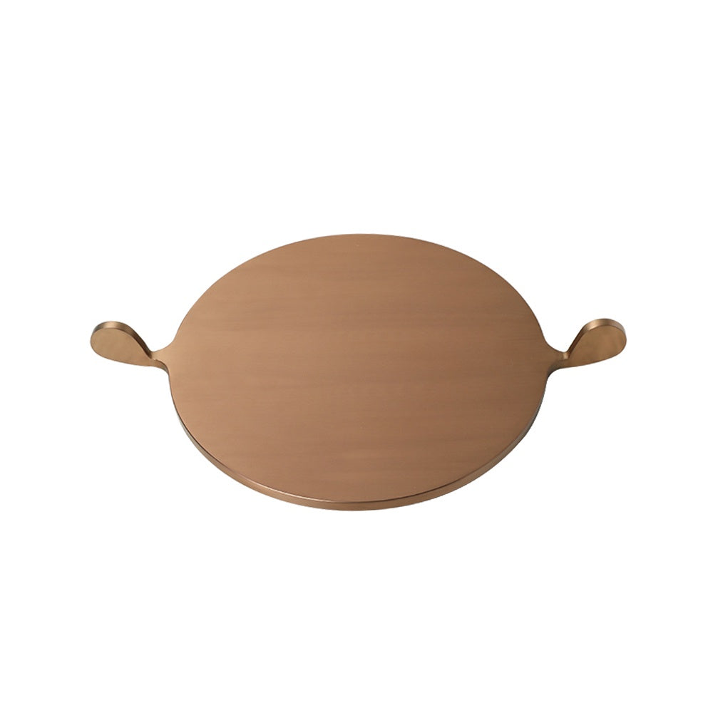 Bronze Metal Round Tray with Handle Detail - Medium FC-W26034B