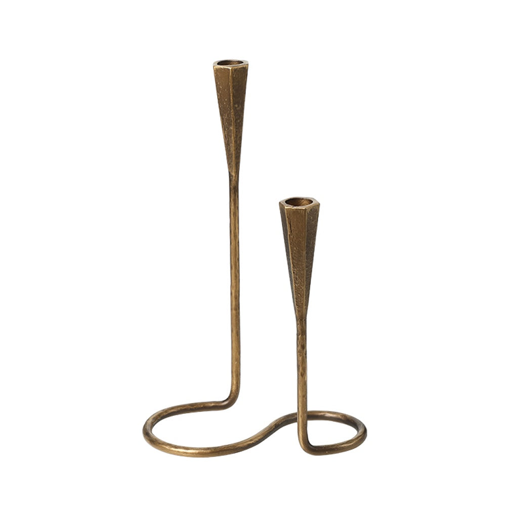 Hammered Antique Gold Metal Candleholder - A FC-W26044B