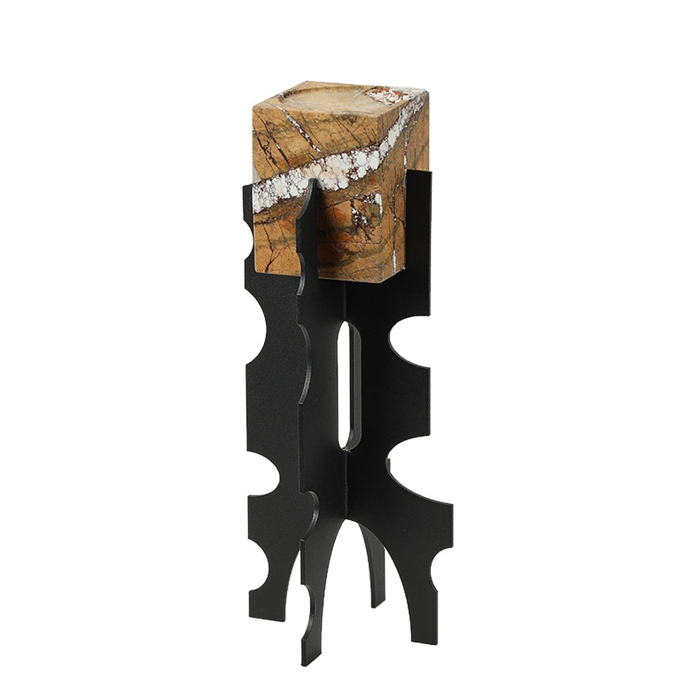 Black Metal & Marble Sculptural Candleholder - Large FC-W26051A