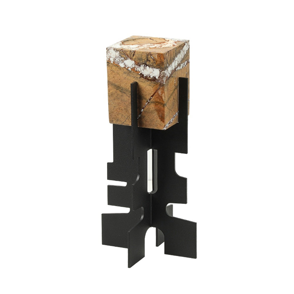 Black Metal & Marble Sculptural Candleholder - Medium FC-W26051B