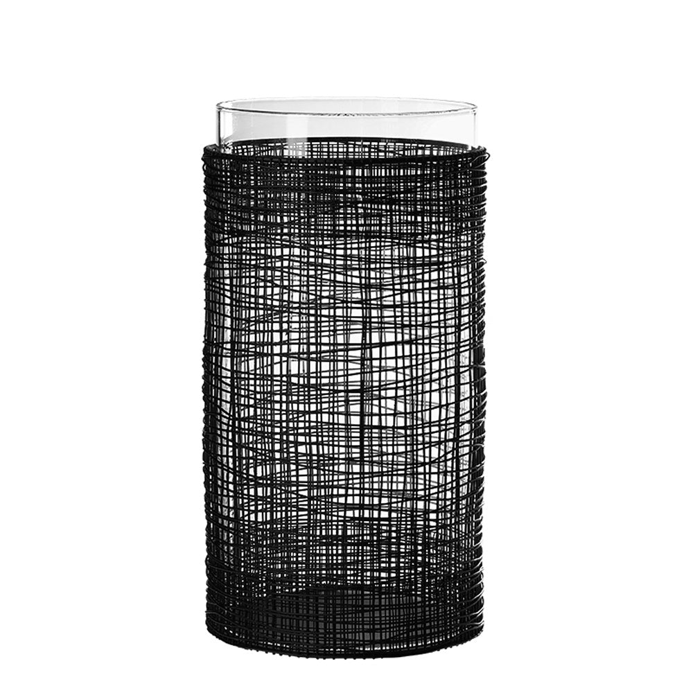 Black Metal & Glass Lantern with Weave Detail - Large FC-W26055A