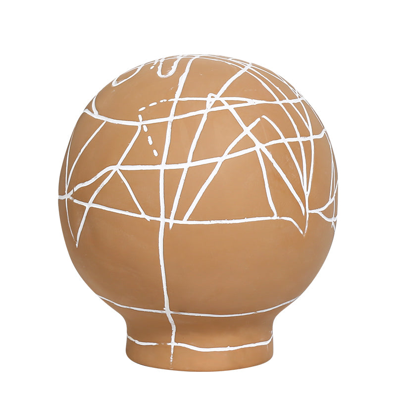 Beige Ceramic Orb with Line Detail FD-D23012
