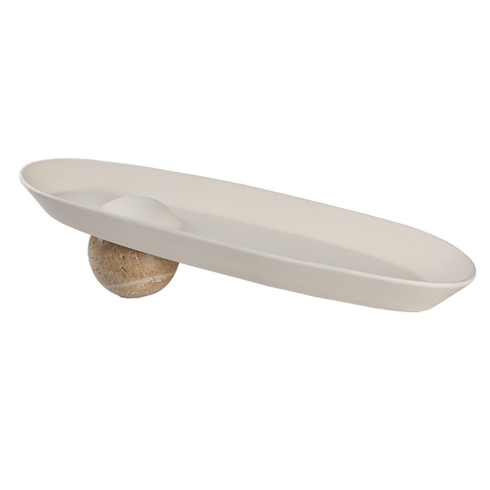 White Ceramic Oval Plate FD-D24003A