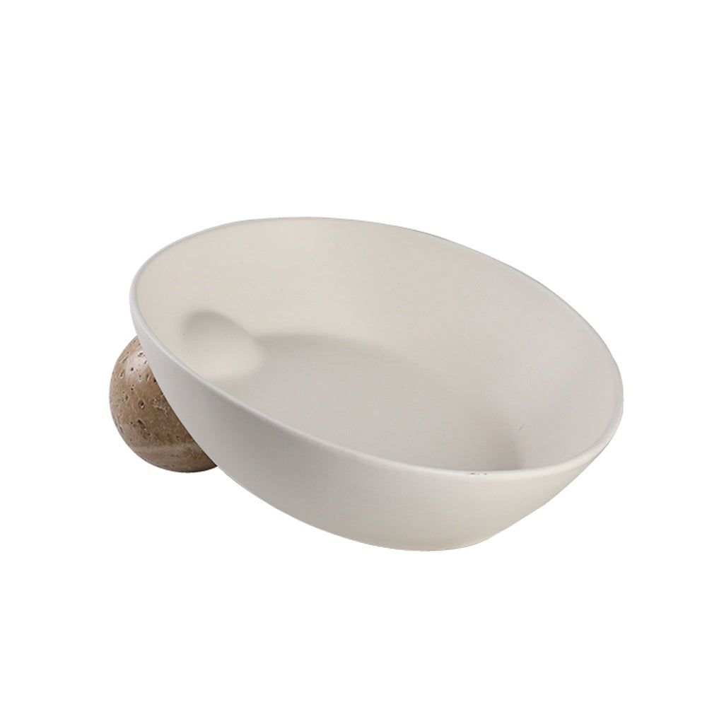 White Ceramic Oval Bowl FD-D24003B