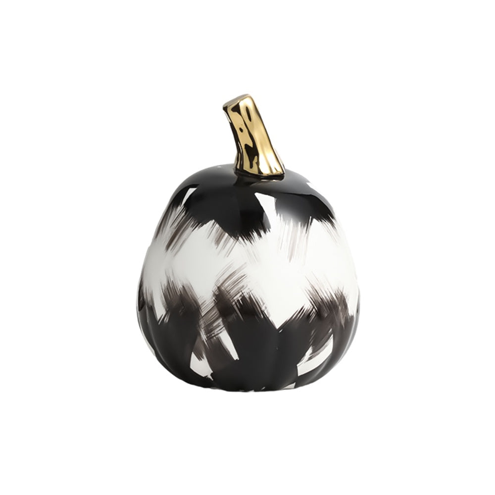 Black, White & Gold Ceramic Abstract Pumpkin Décor - Large FD-D24010A