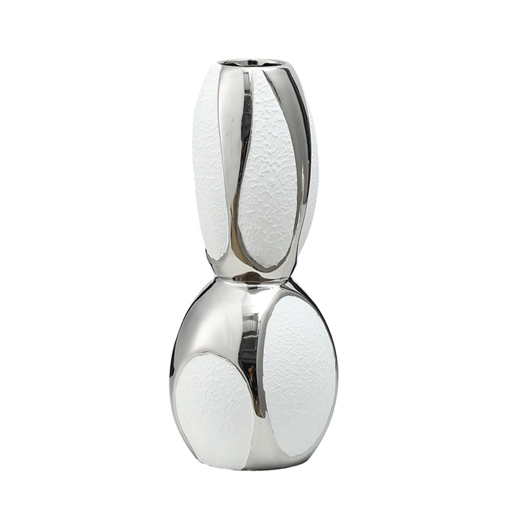 White & Silver Ceramic Vase FD-D24035A
