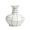 Black & White Ceramic Vase with Grid Detail FD-D24037B