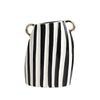 Black & White Ceramic Vase with Stripes and Gold Handle Detail FD-D24038A