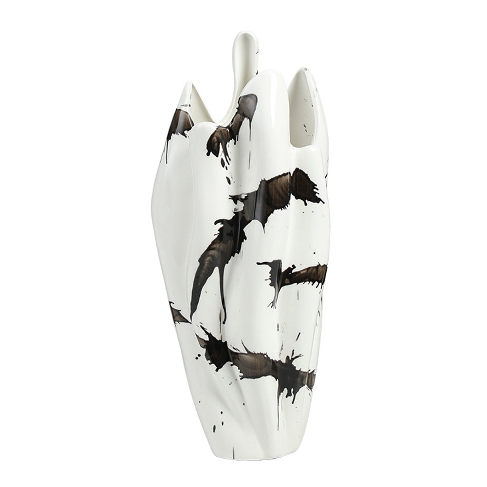 Black & White Ceramic Vase with Ink Detail FD-D24039A