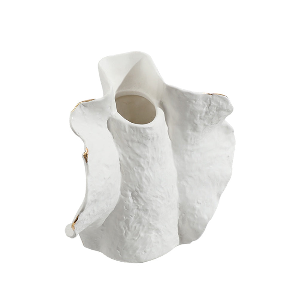 White Ruffle Edged Ceramic Vase FD-D24044B