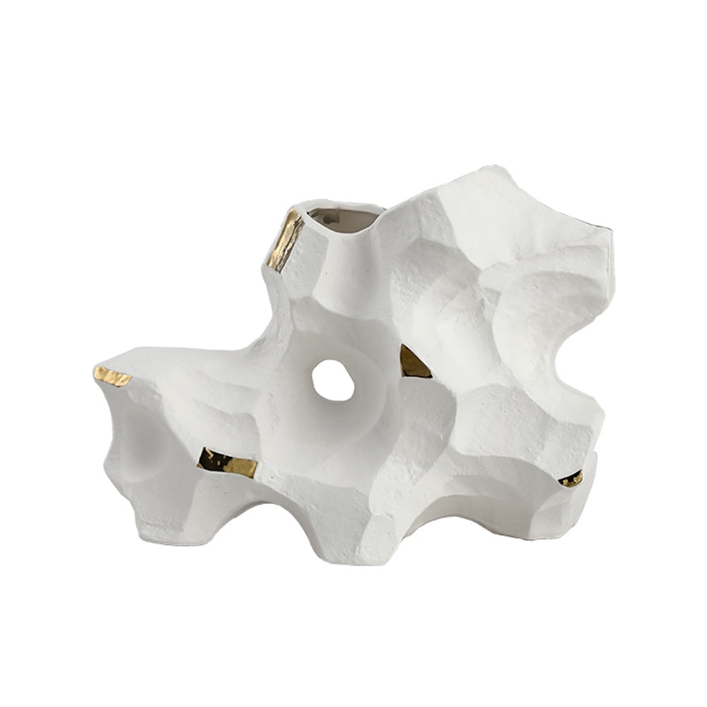 White & Gold Ceramic Vase - C FD-D24045C