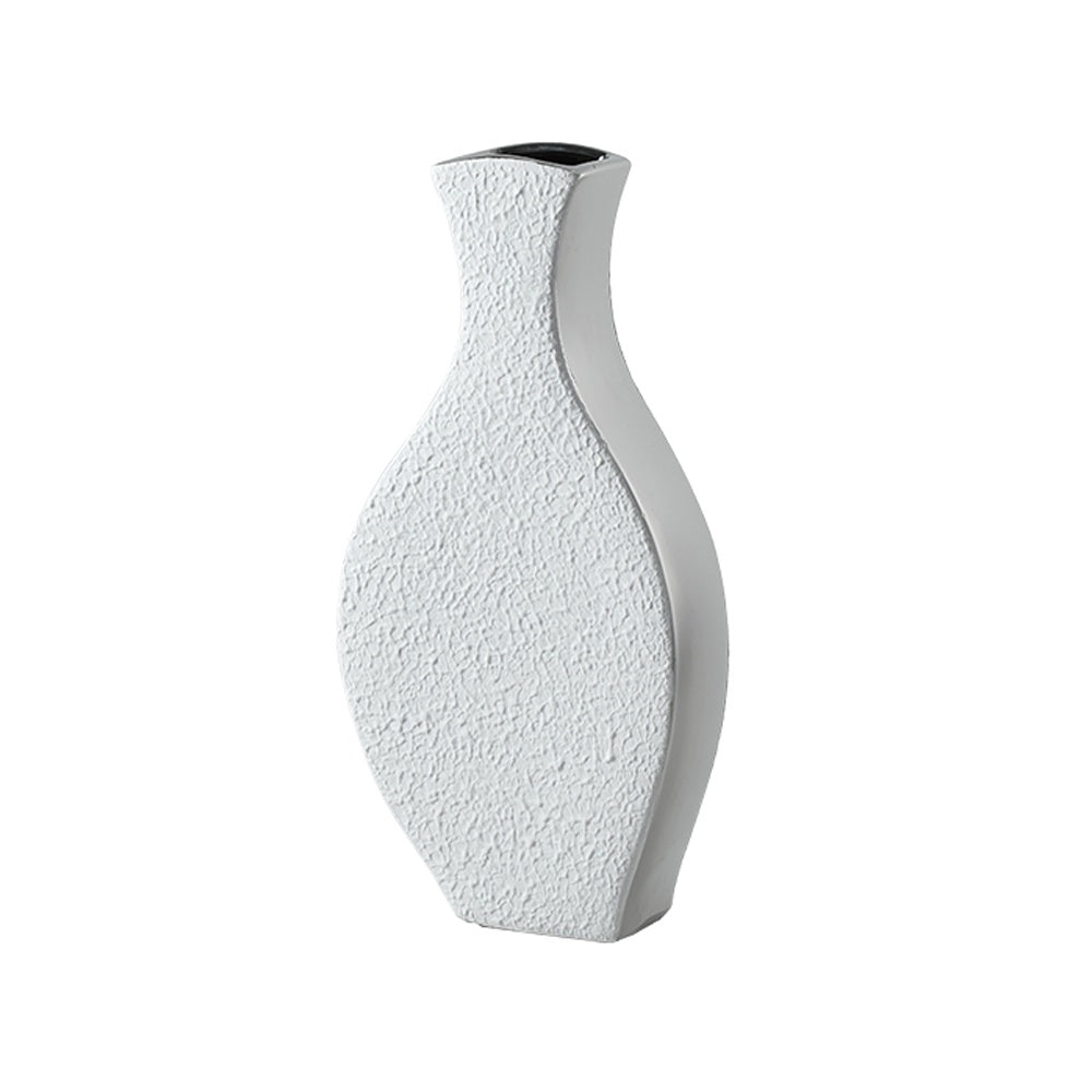 White & Silver Textured Ceramic Vase - B FD-D24047B