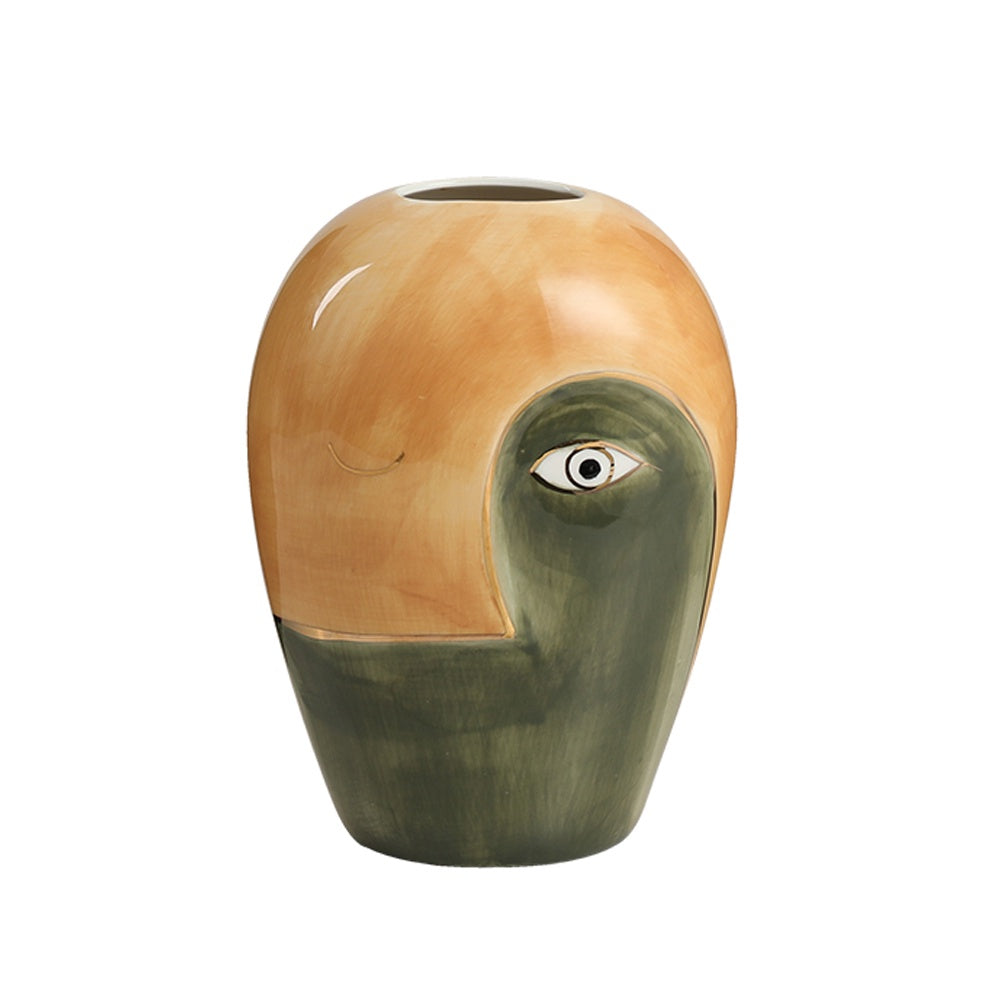 Abstract Ceramic Vase with Portrait Detail - Small FD-D24051B