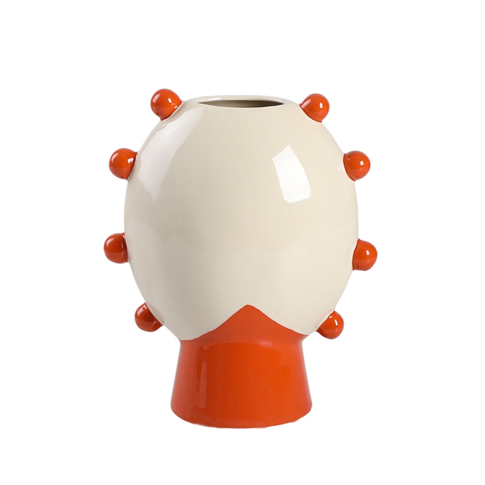 White & Coral Ceramic Vessel - Small FD-D24053B