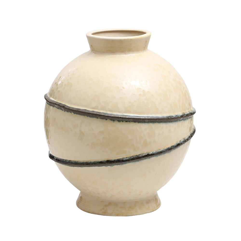 Beige & Black Ceramic Vase FD-D24063