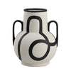 Black & White Ceramic Vase with Handle Detail FD-D24064