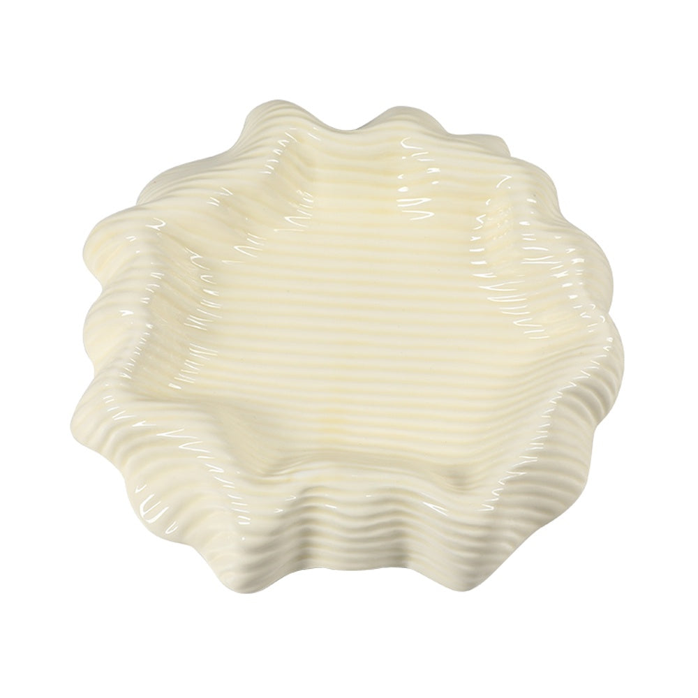 Cream Ceramic Organic Decorative Plate - Large FD-D24091A