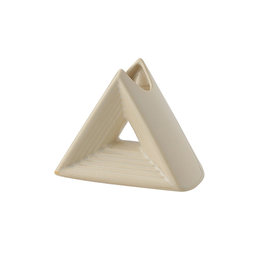Beige Ceramic Triangle Vase - Small FD-D24095B