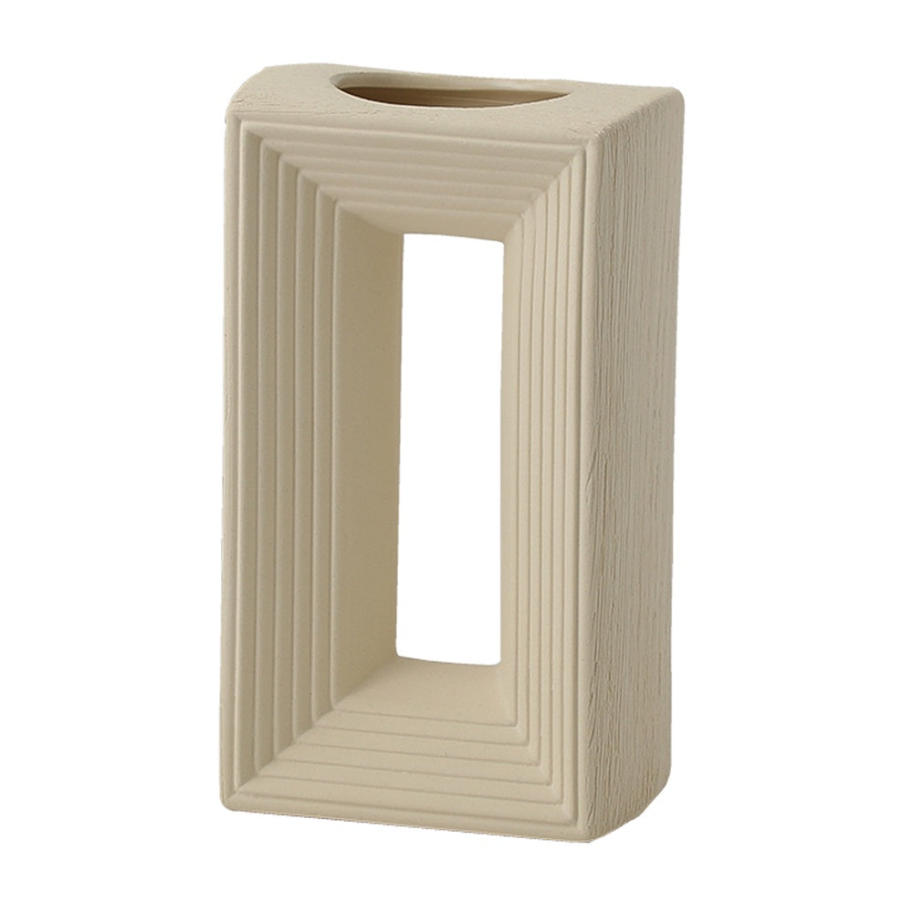 Beige Ceramic Rectangular Vase - Large FD-D24096A