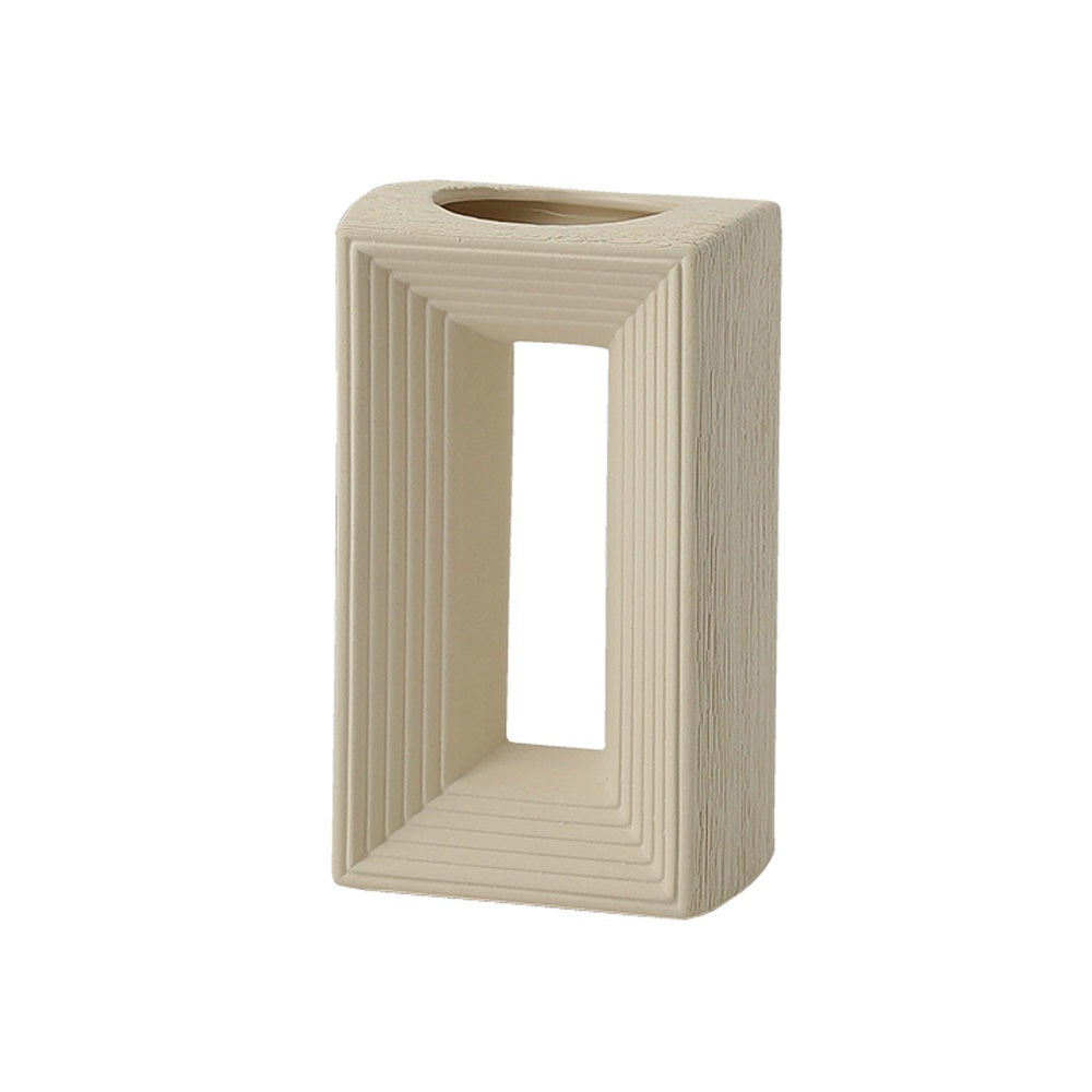 Beige Ceramic Rectangular Vase - Small FD-D24096B