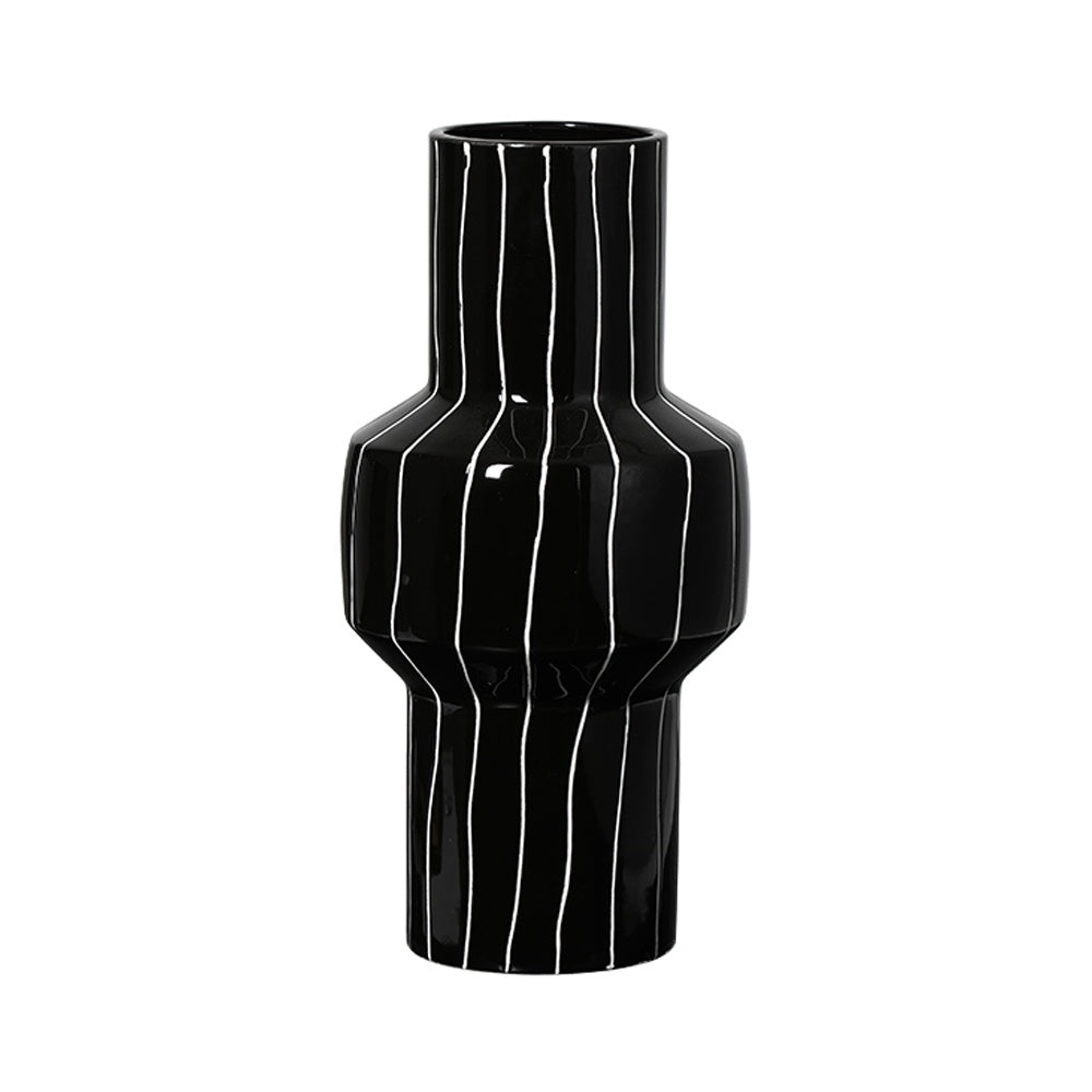Black & White Ceramic Striped Vase - Large FD-D24111A