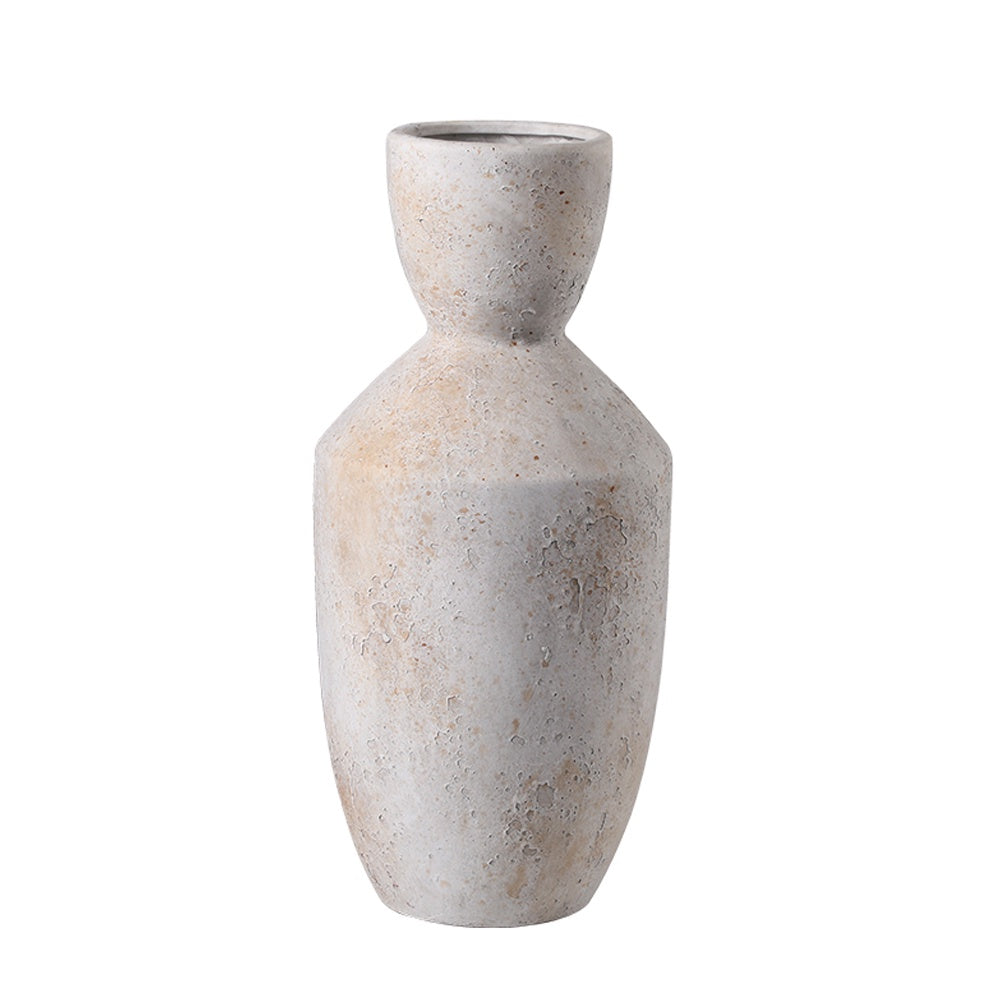 White & Beige Distressed Ceramic Vase - A FD-D24115A