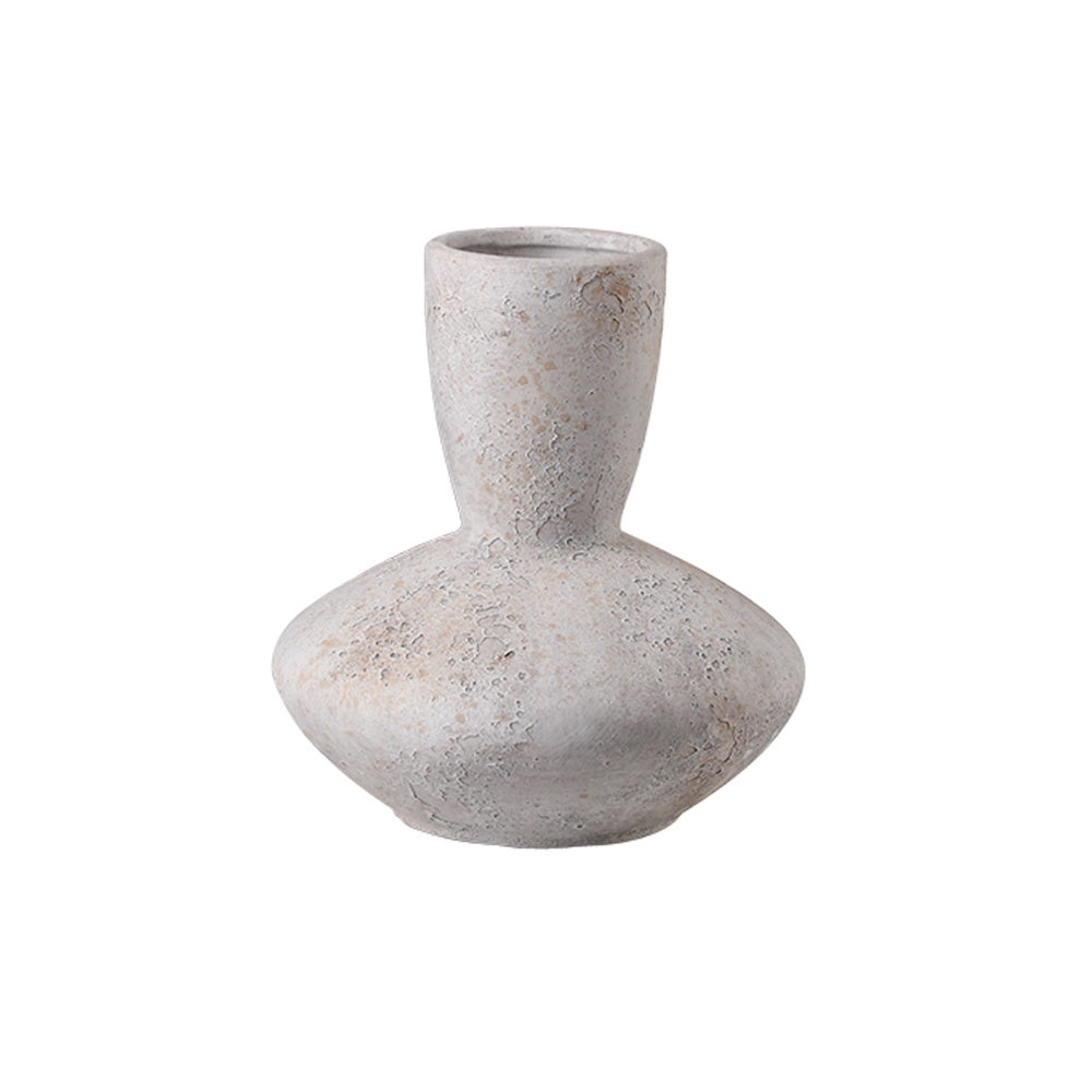 White & Beige Distressed Ceramic Vase - B FD-D24115B