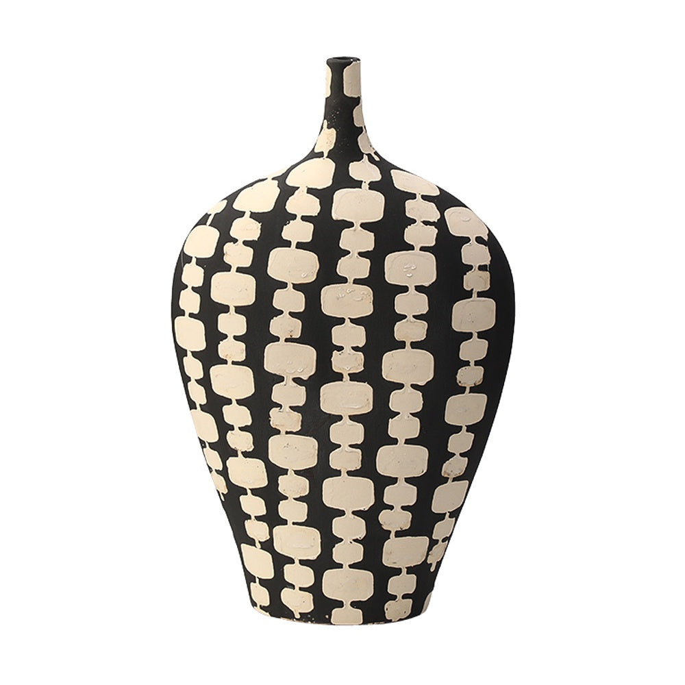 Black & Beige Narrow Mouth Vase - A FD-D24130A