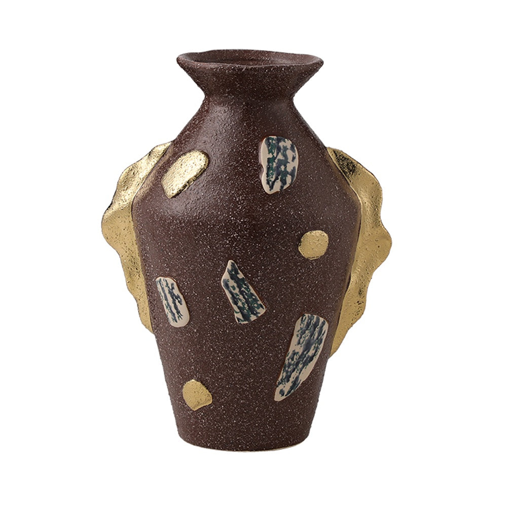 Brown Ceramic Vase with Gold Detail - Large FD-D24134A