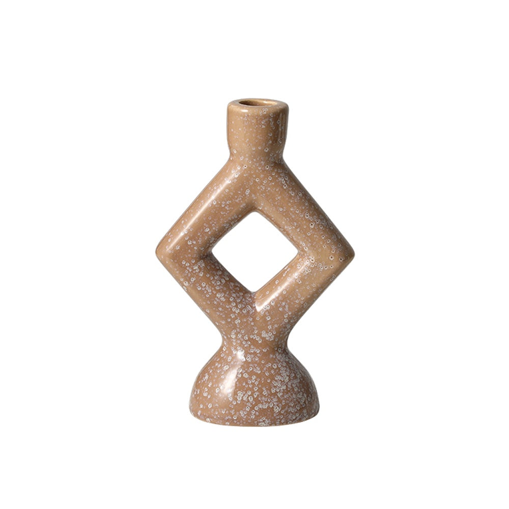 Glazed Tan Ceramic Candleholder FD-D25008B