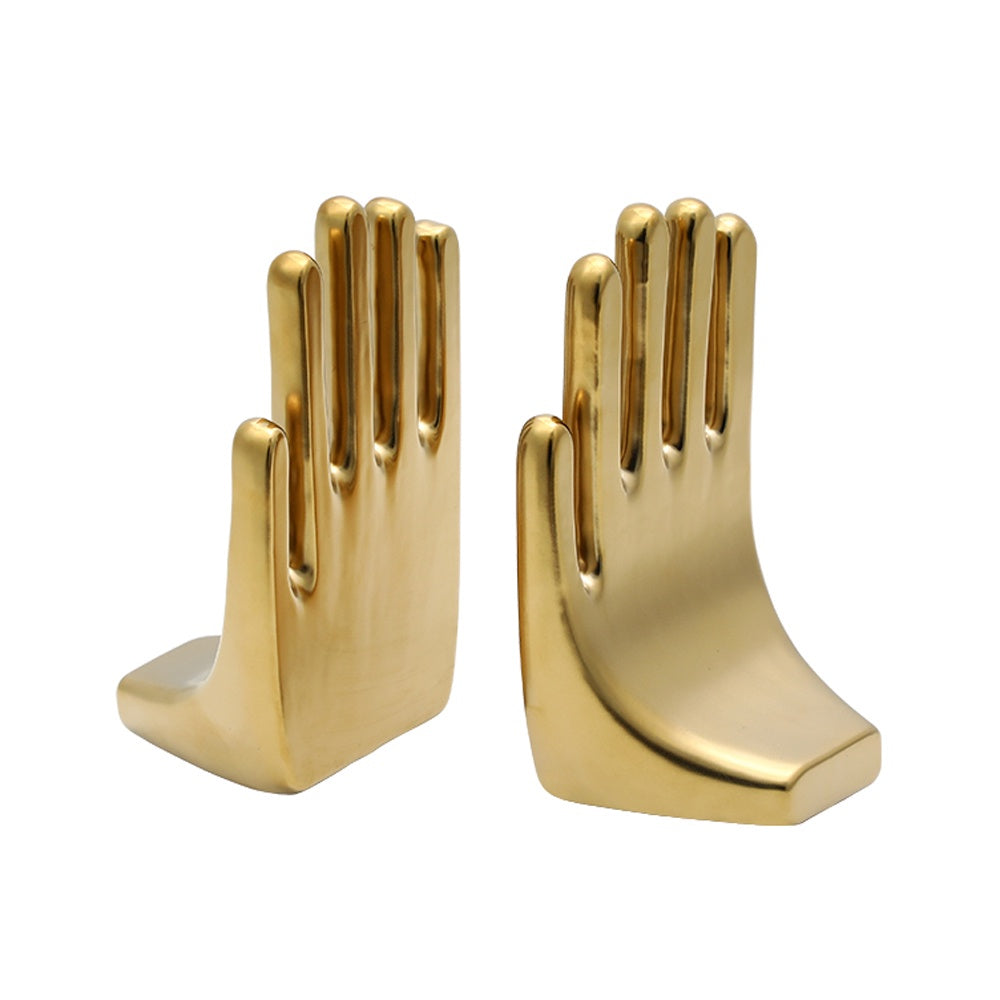 Set of 2 Gold Ceramic Hand Bookends FD-D25016