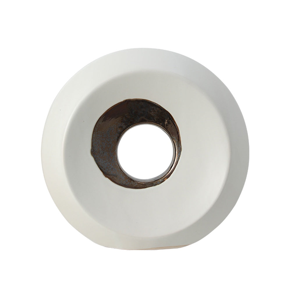 White Ceramic Ring Décor with Bronze Detail - Large FD-D25021A