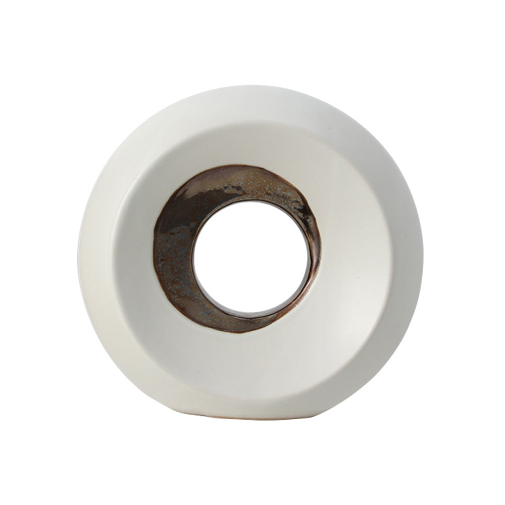 White Ceramic Ring Décor with Bronze Detail - Small FD-D25021B